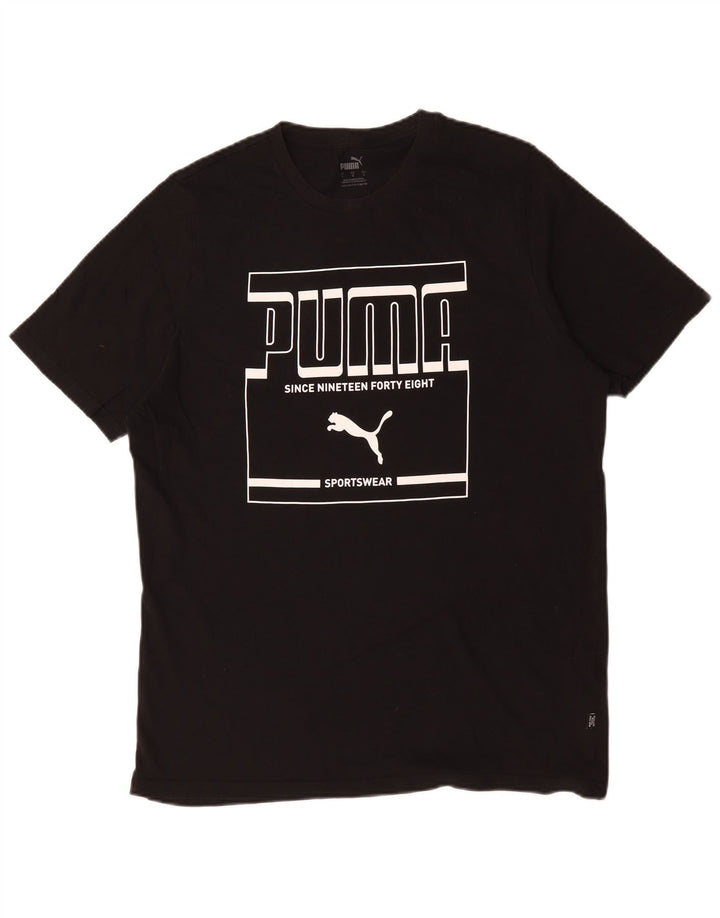 T-shirt grafica da uomo Puma Top grande in cotone nero