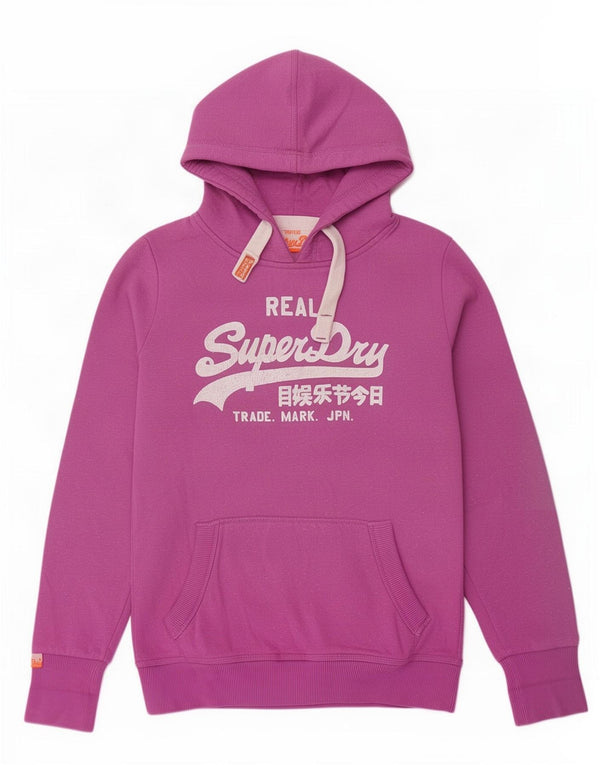 Felpa con cappuccio grafica da donna Superdry UK 10 Small Viola Cotone