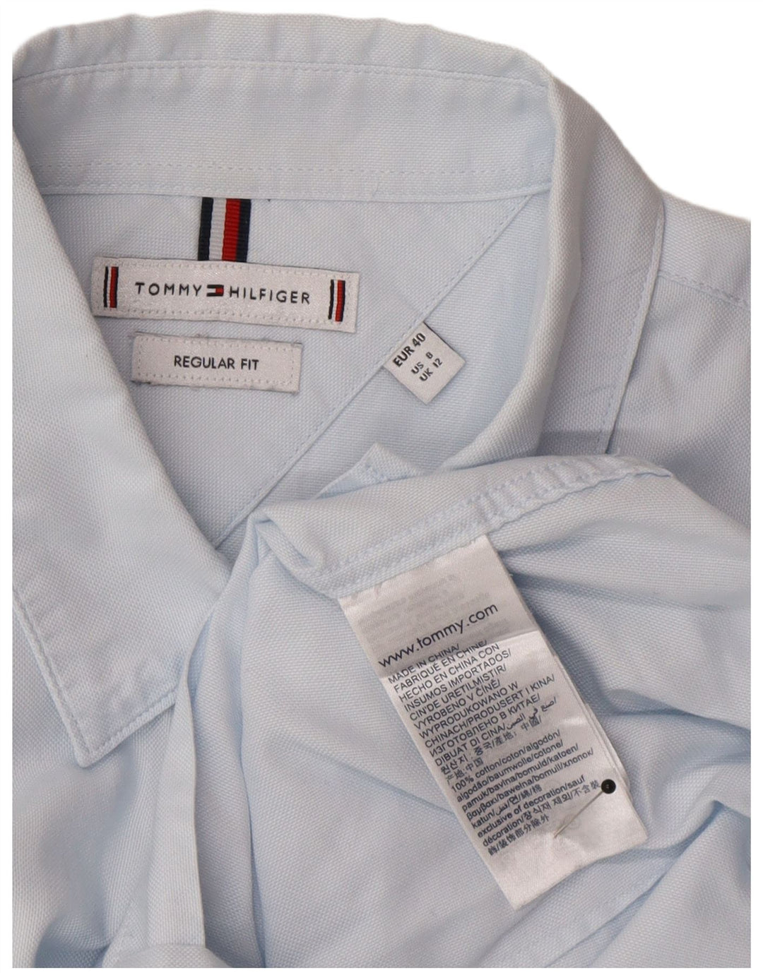 Camicia da donna Regular Fit Tommy Hilfiger UK 12 Cotone Blu Medio Classico