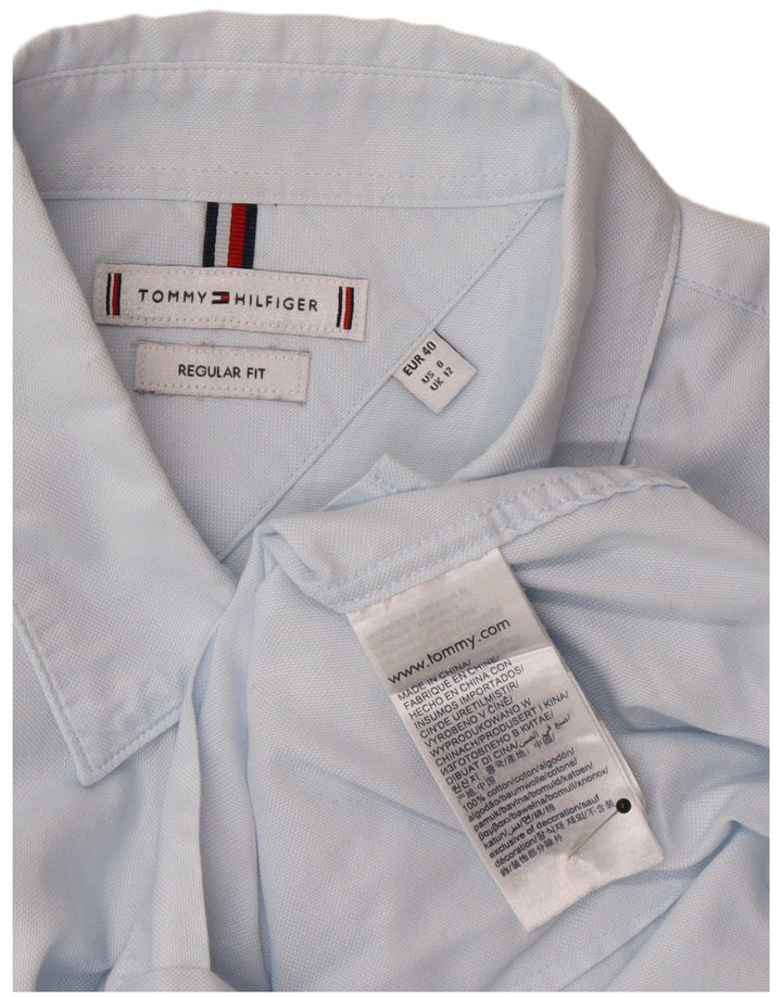 Camicia da donna Regular Fit Tommy Hilfiger UK 12 Cotone Blu Medio Classico