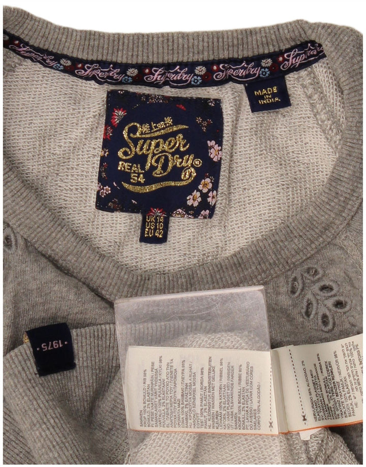 Felpa da donna Superdry Maglione UK 14 Cotone grigio medio