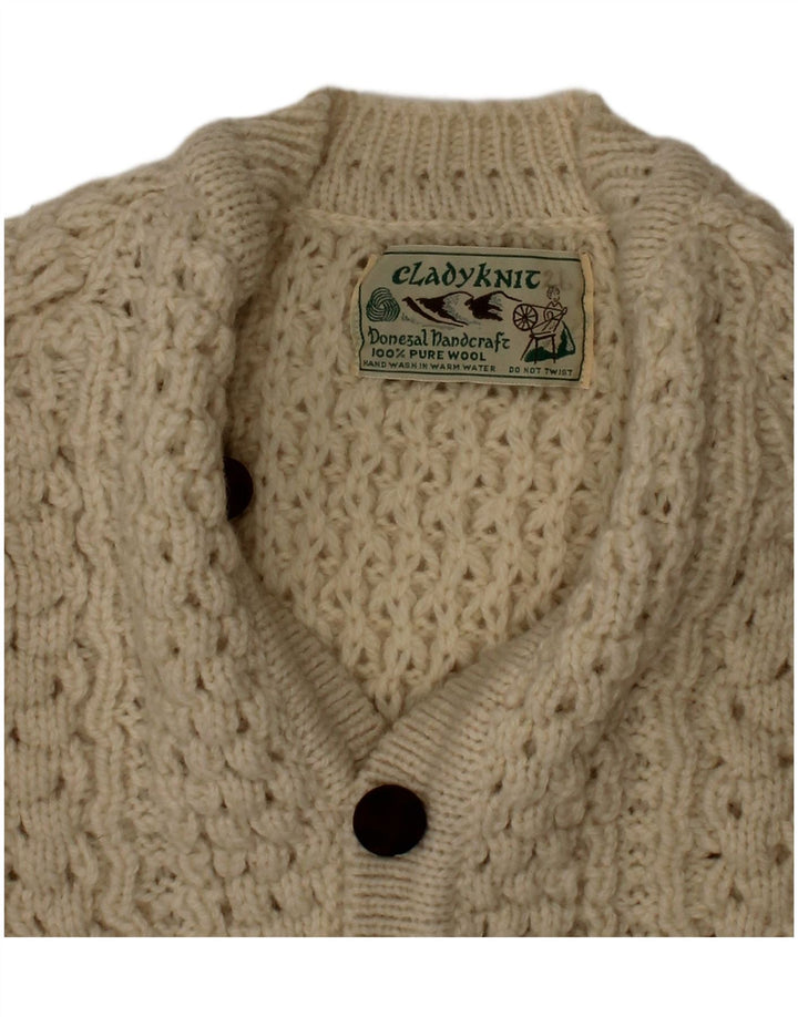 Maglione cardigan per ragazzi Cladyknit 3-4 anni in lana beige