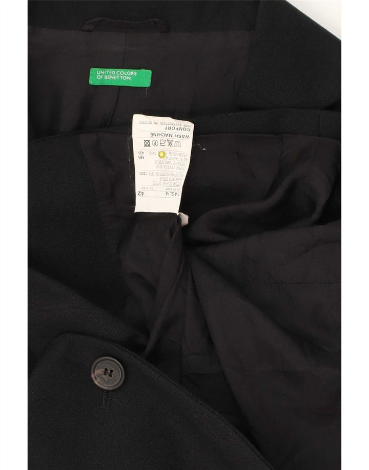 Giacca Blazer a 3 Bottoni da Donna Benetton IT 42 Medio Nero Poliestere