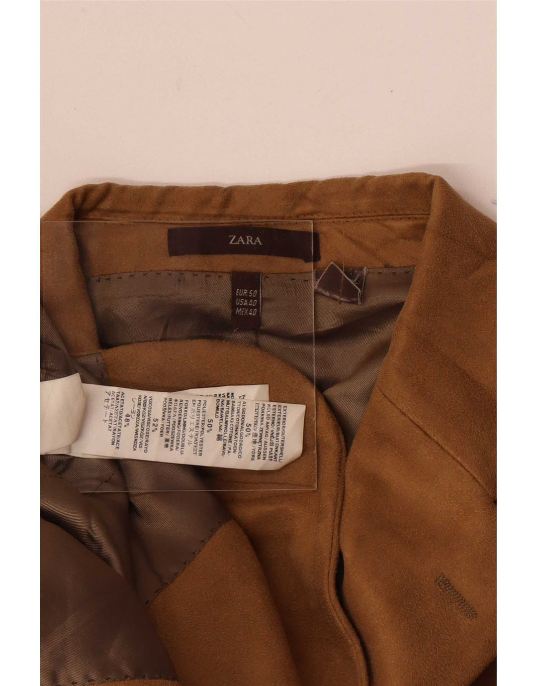 Giacca blazer da uomo in velluto a coste a 3 bottoni Zara EU 50 Colorblock beige medio