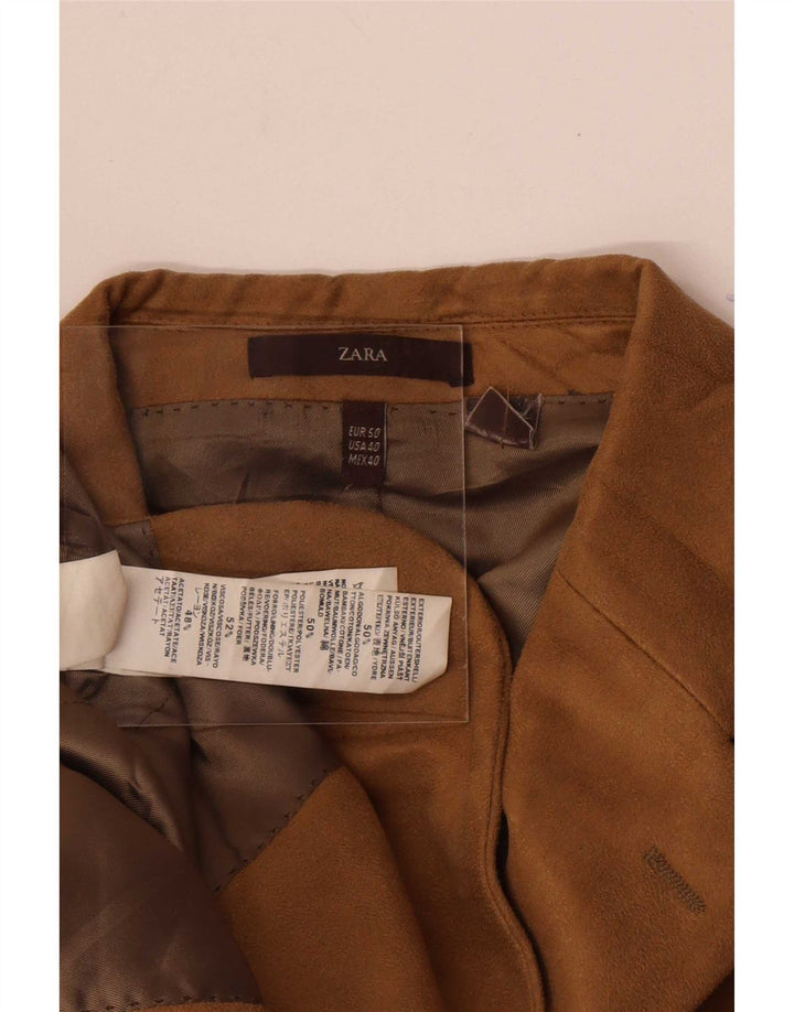 Giacca blazer da uomo in velluto a coste a 3 bottoni Zara EU 50 Colorblock beige medio