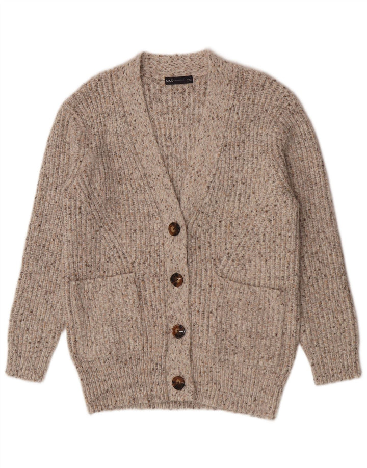 Maglione cardigan da donna Marks & Spencer UK 14 Beige medio screziato
