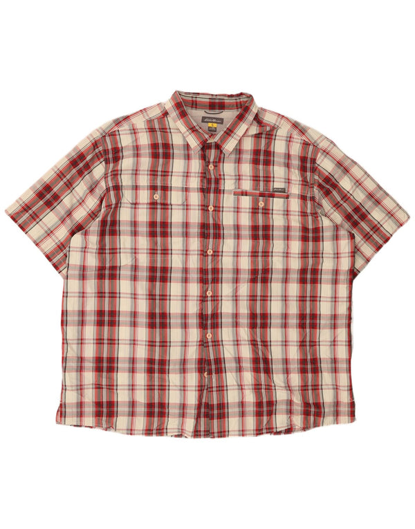 Camicia a maniche corte da uomo EDDIE BAUER 2XL Poliestere a quadri rossi
