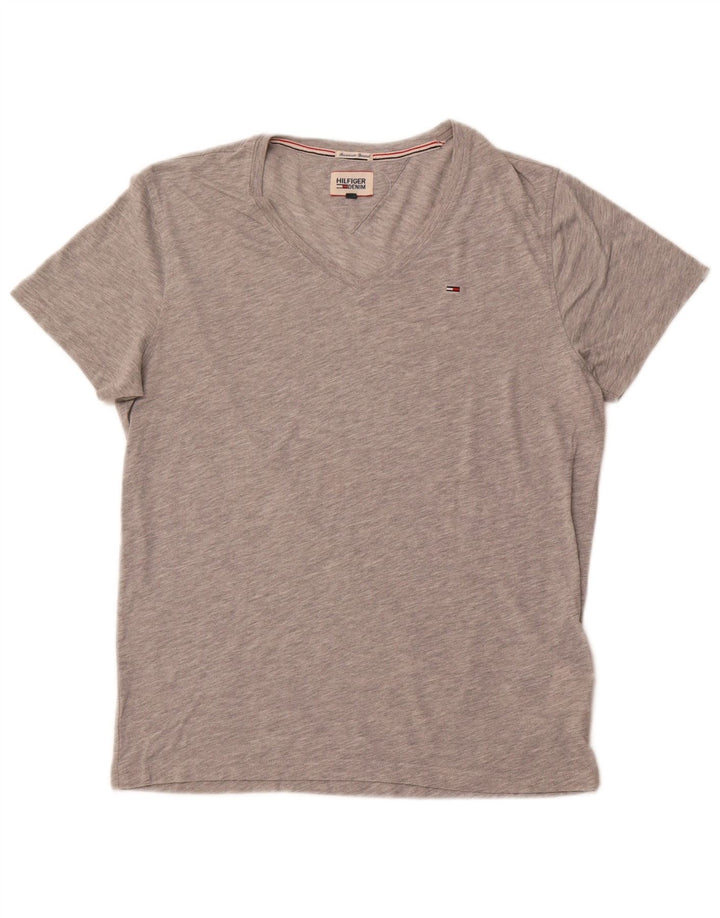 TOMMY HILFIGER T-shirt da uomo Top in cotone chiazzato grigio medio