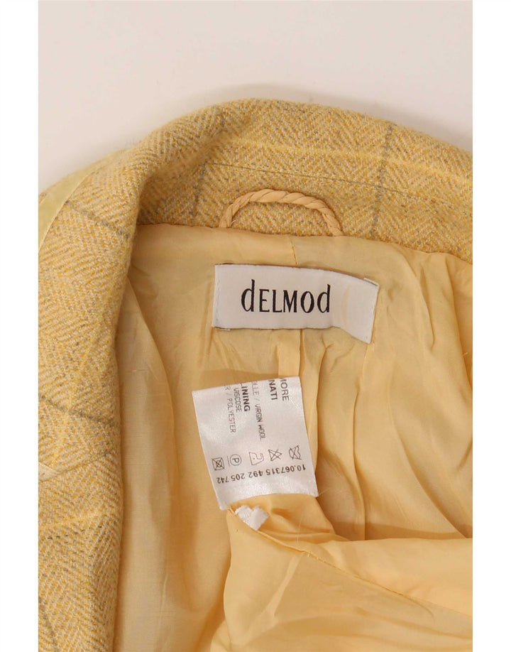 Giacca blazer da donna a 2 bottoni Delmod UK 16 grande plaid giallo