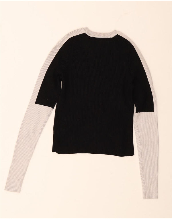 Top corto a maniche lunghe da donna Zara UK 12 color block medio nero