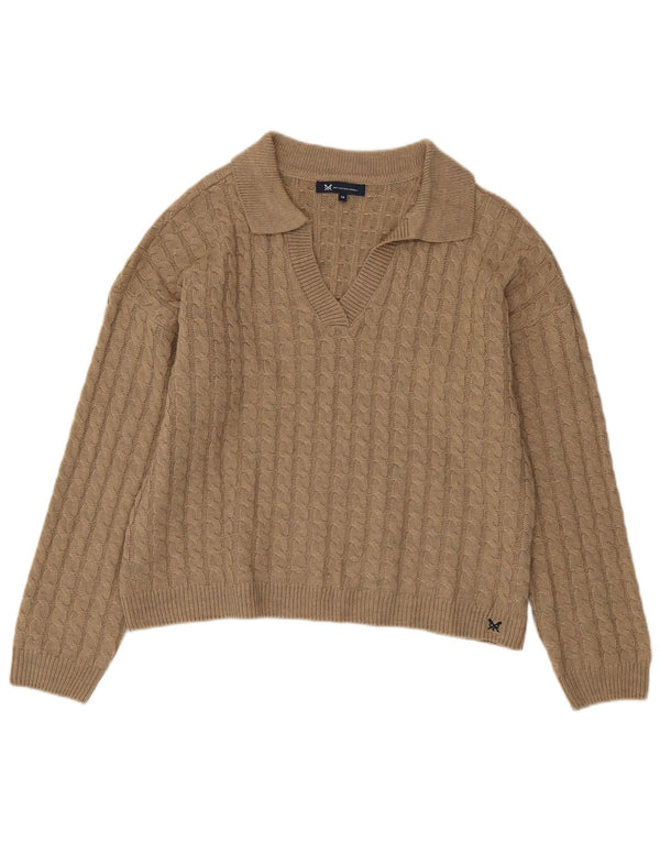 Crew Clothing Maglione da donna con collo alto UK 16 Grande acrilico beige