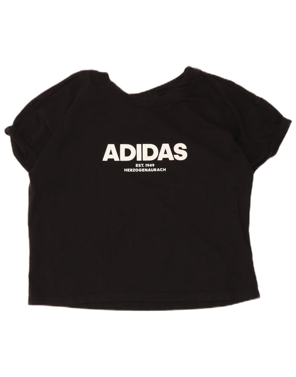 T-shirt grafica corta da donna Adidas UK 12/14 cotone nero medio