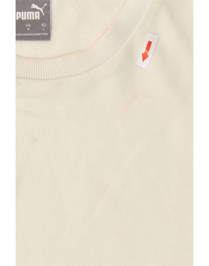 Felpa grafica da uomo Puma Maglione grande bianco in cotone color block