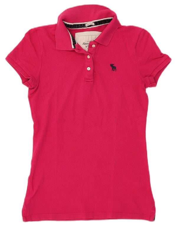 Polo da donna Abercrombie & Fitch UK 10 piccola in cotone rosa