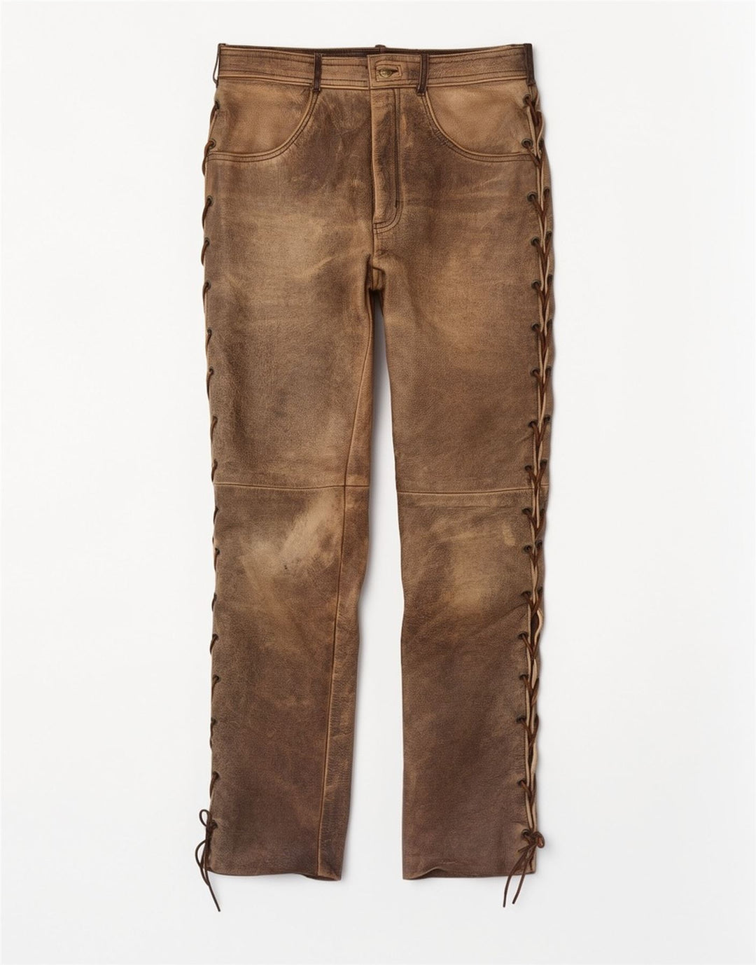 Pantaloni in pelle da uomo Pantera taglia 31 W31 L33 Pelle marrone
