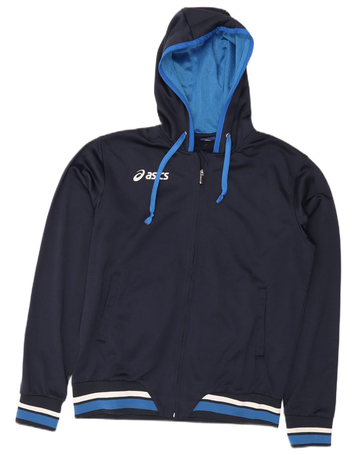 Giacca sportiva da uomo con cappuccio Asics, colore blu navy medio