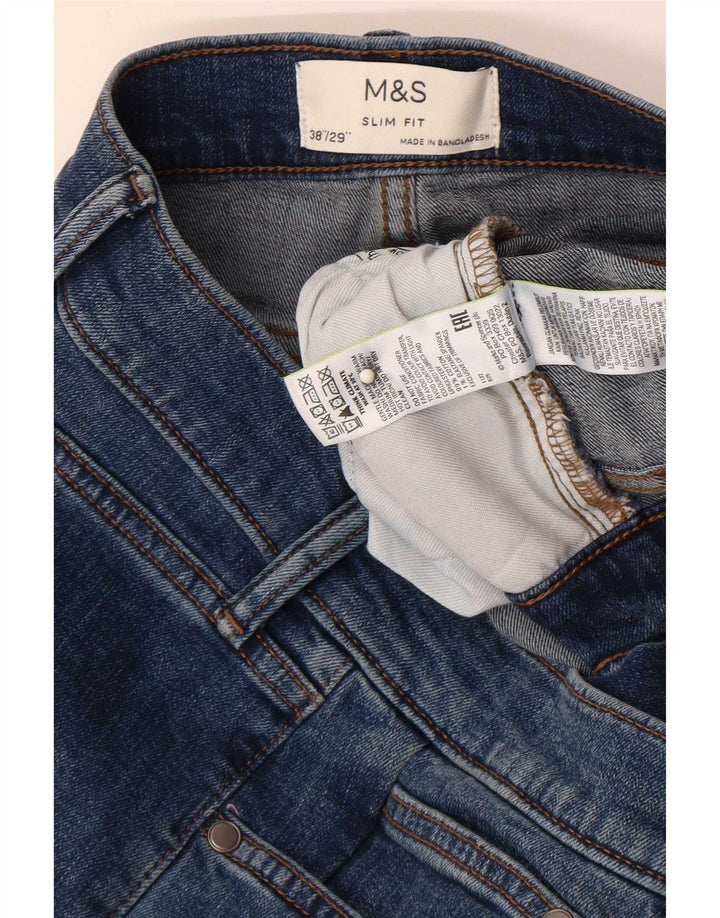 Jeans slim da uomo Marks & Spencer W38 L29 cotone blu
