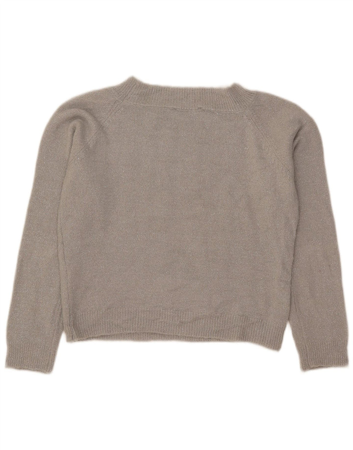 Oasis Maglione corto con scollo a barca da donna UK 14 Acrilico grigio medio