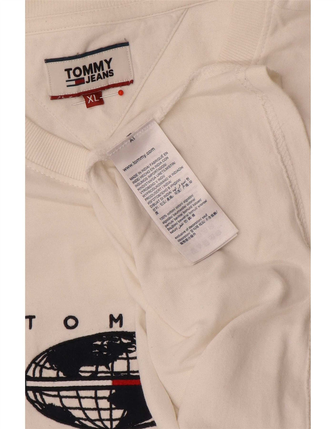 Tommy Hilfiger Uomo Graphic Top Manica Lunga XL Cotone Bianco