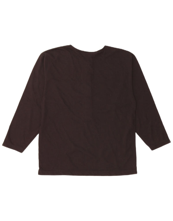 WOODPECKER Top da donna a manica lunga UK 10/12 piccolo cotone nero