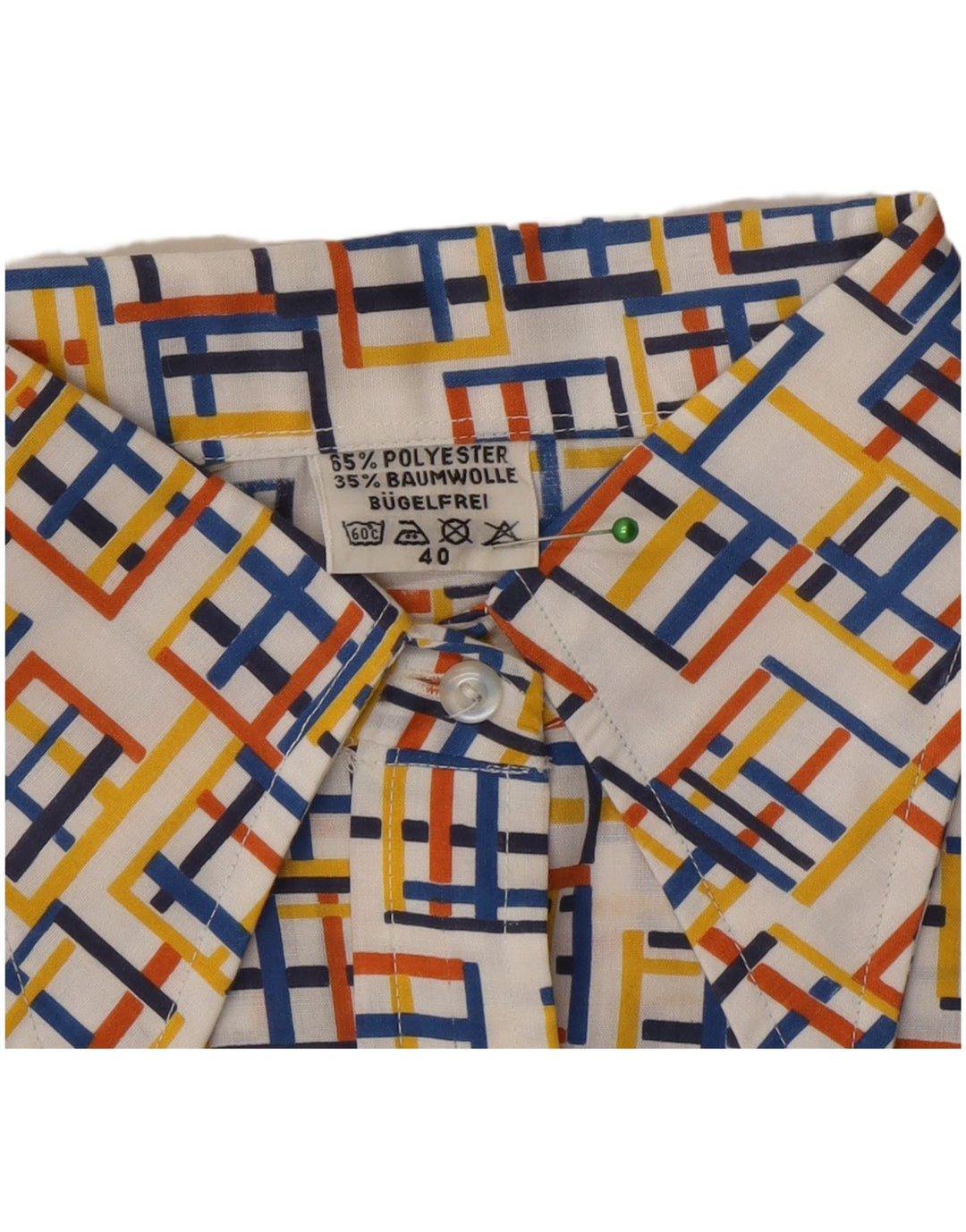 Camicetta camicia vintage da donna EU 40 Poliestere geometrico multicolore medio