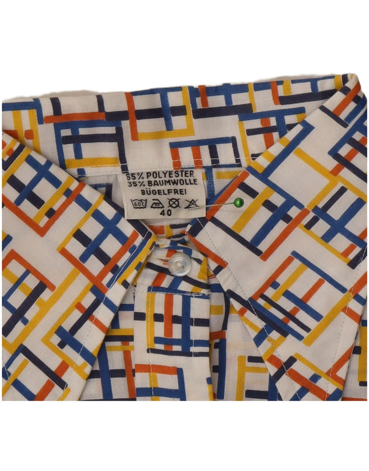 Camicetta camicia vintage da donna EU 40 Poliestere geometrico multicolore medio