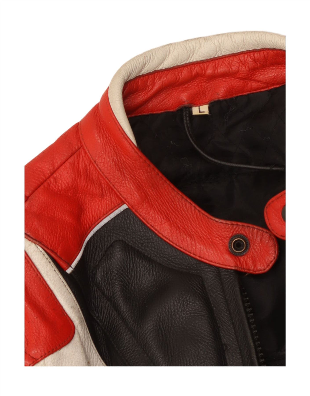 Giacca da pilota in pelle vintage da uomo UK 40 grande blocco di colori multicolore