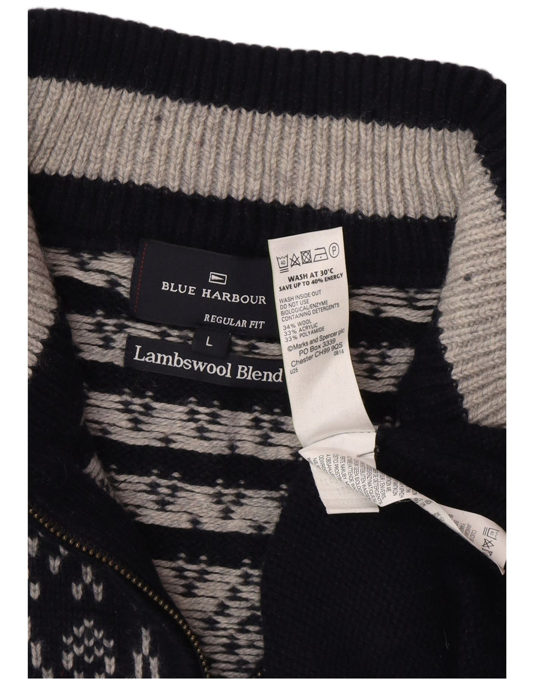 Marks & Spencer maglione da uomo con collo con zip blu Harbour grande blu navy