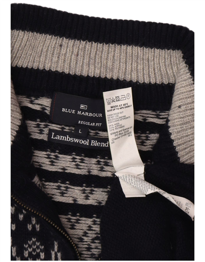 Marks & Spencer maglione da uomo con collo con zip blu Harbour grande blu navy