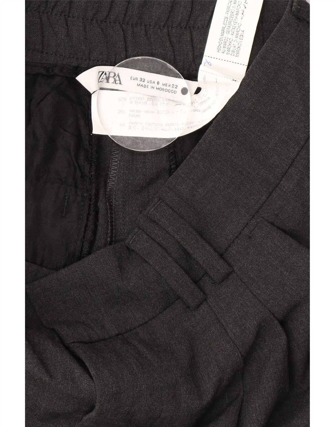 Pantaloni da abito con pegging da donna Zara EU 32 2XS W22 L26 Poliestere grigio