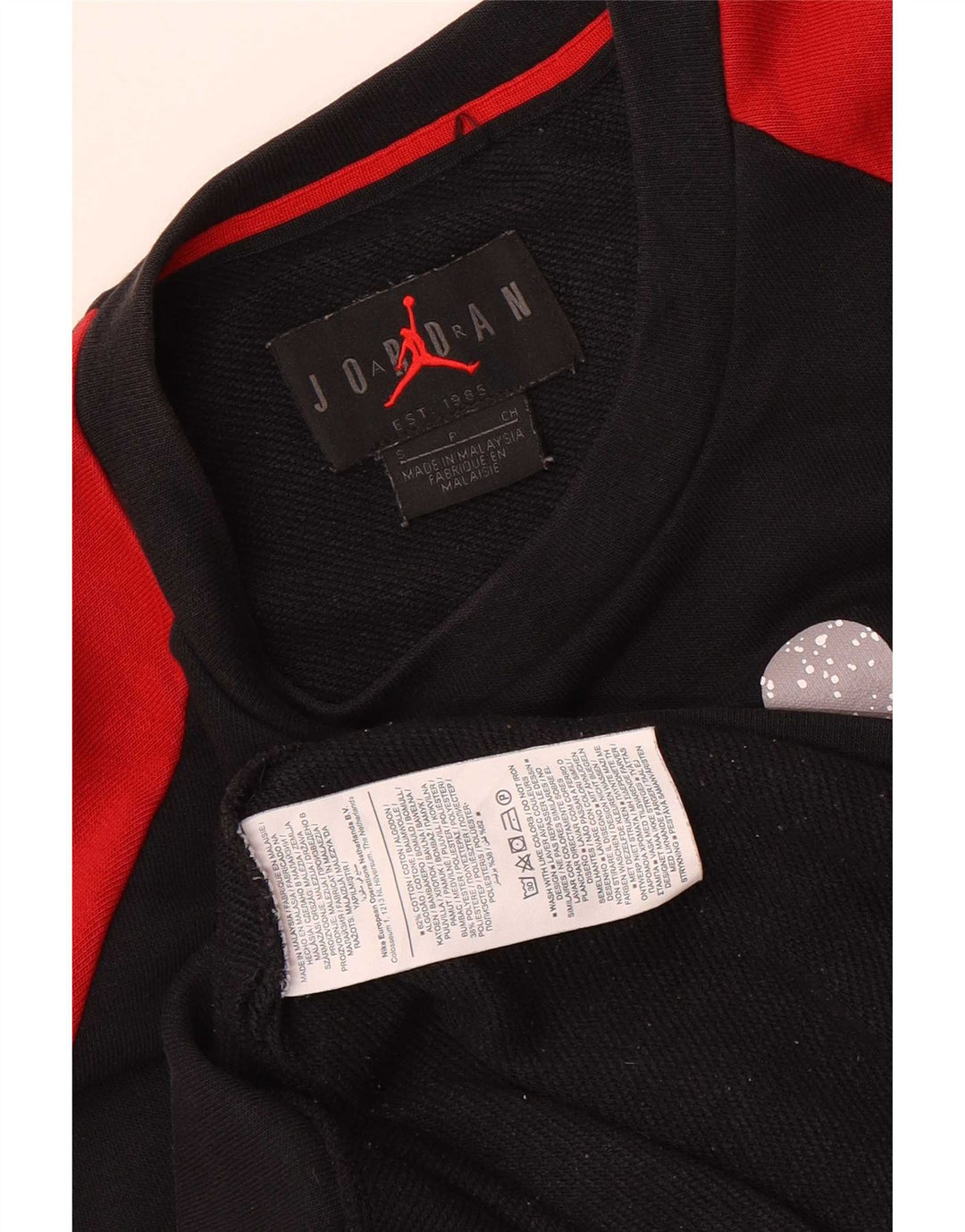 Felpa con grafica Jordan da uomo, piccola, in cotone color block nero
