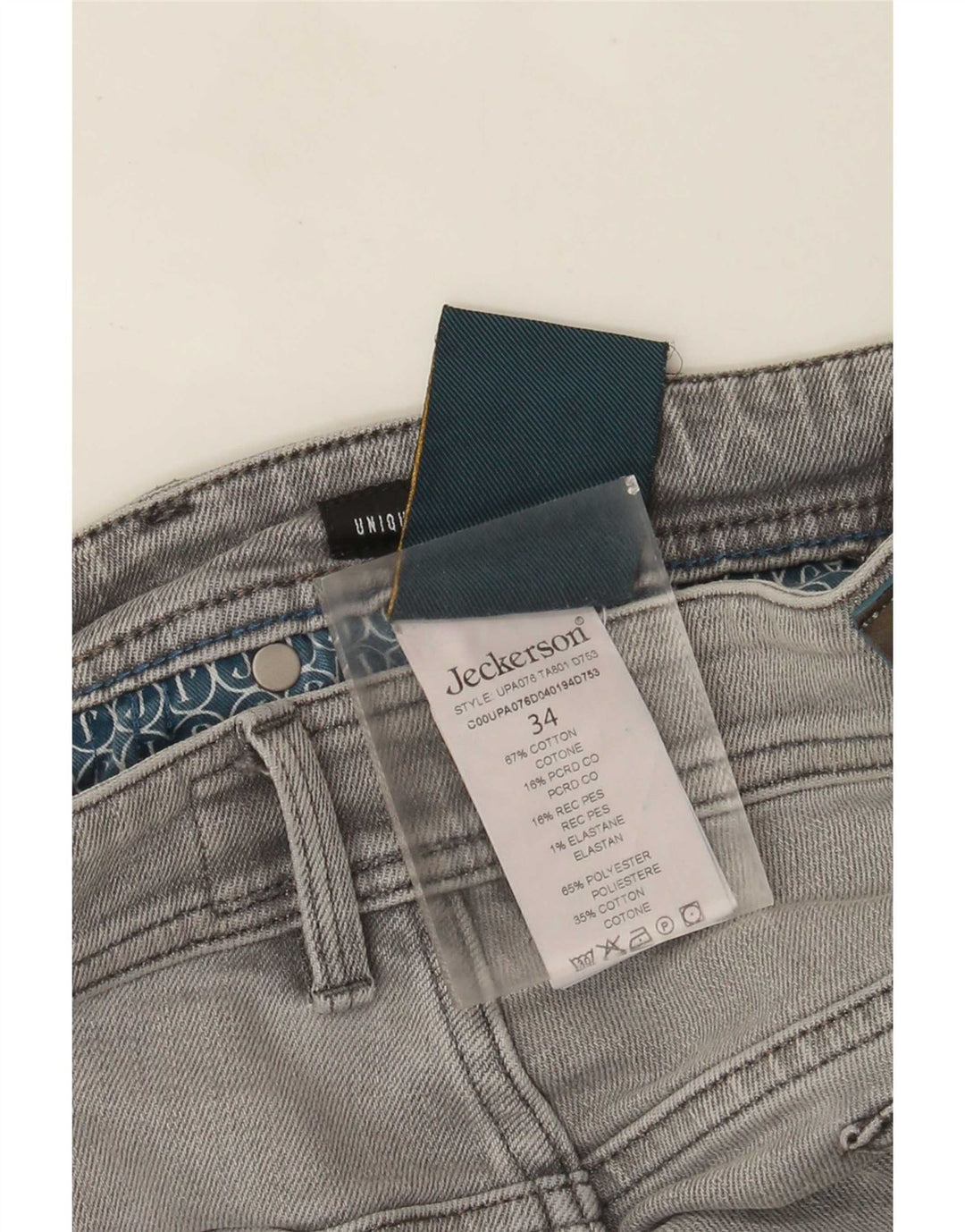 Jeans slim da uomo Jeckerson W34 L31 cotone grigio
