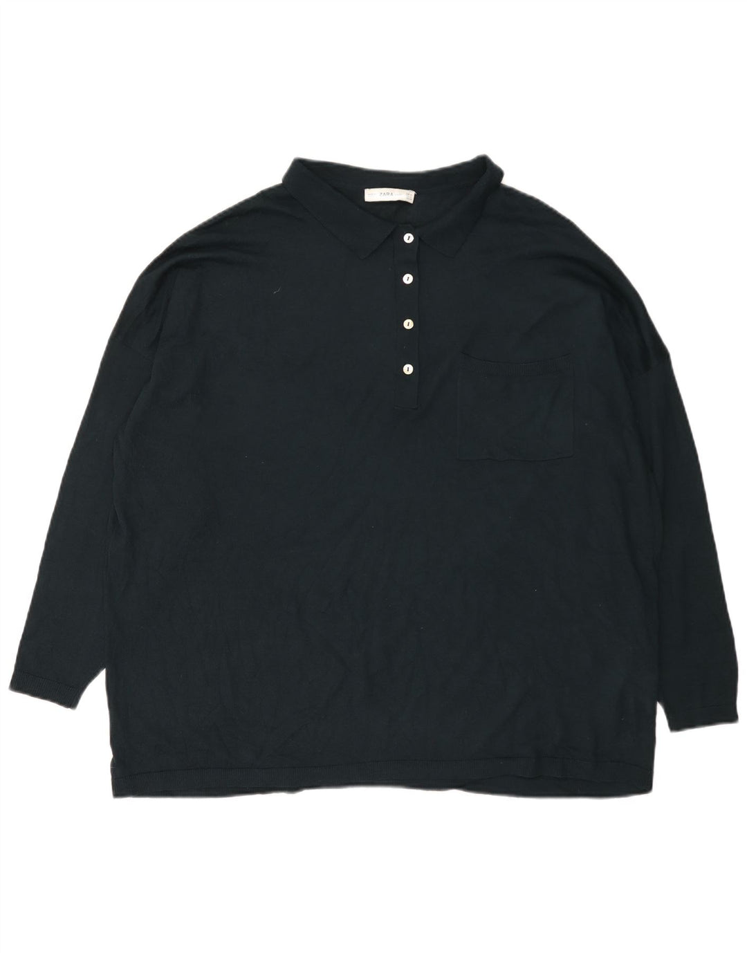 Maglione maglione oversize con collo a polo da donna Zara UK 14 Modale verde medio