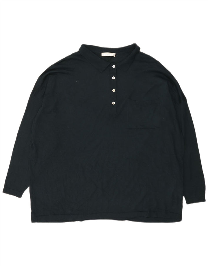 Maglione maglione oversize con collo a polo da donna Zara UK 14 Modale verde medio