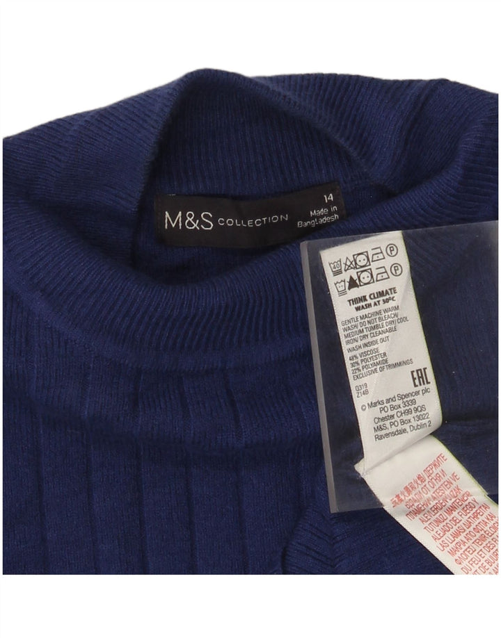 Maglione maglione a collo alto da donna Marks & Spencer UK 14 Blu medio