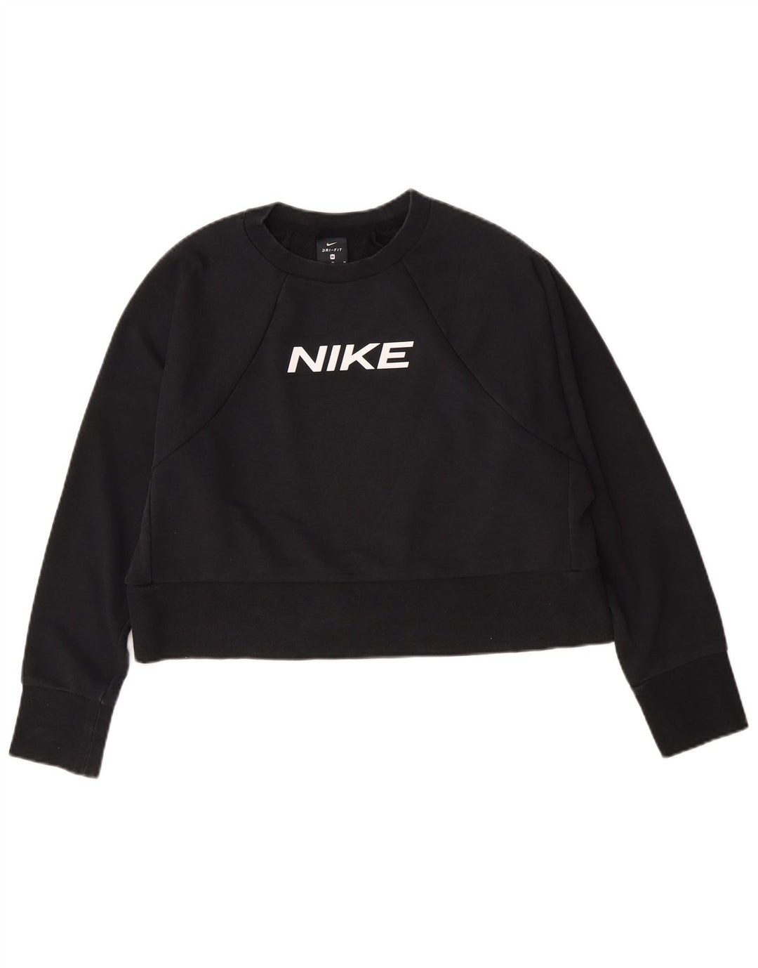 Felpa con grafica corta Nike da donna UK 14 cotone medio nero