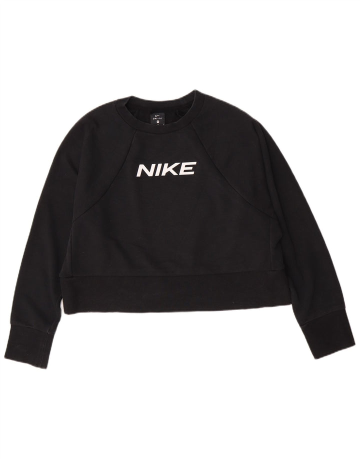 Felpa con grafica corta Nike da donna UK 14 cotone medio nero