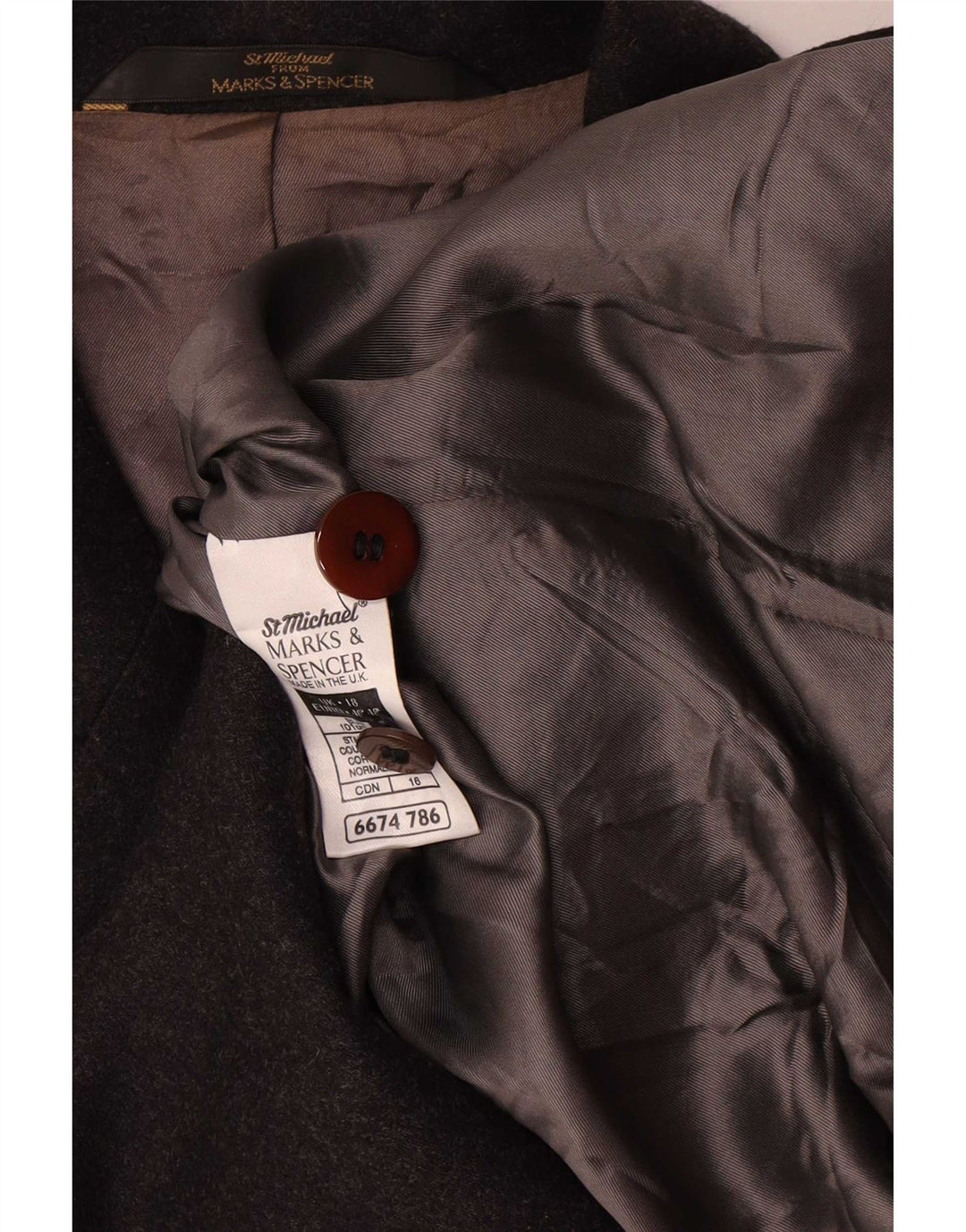 Giacca blazer a 5 bottoni da donna Marks & Spencer UK 18 XL lana grigia