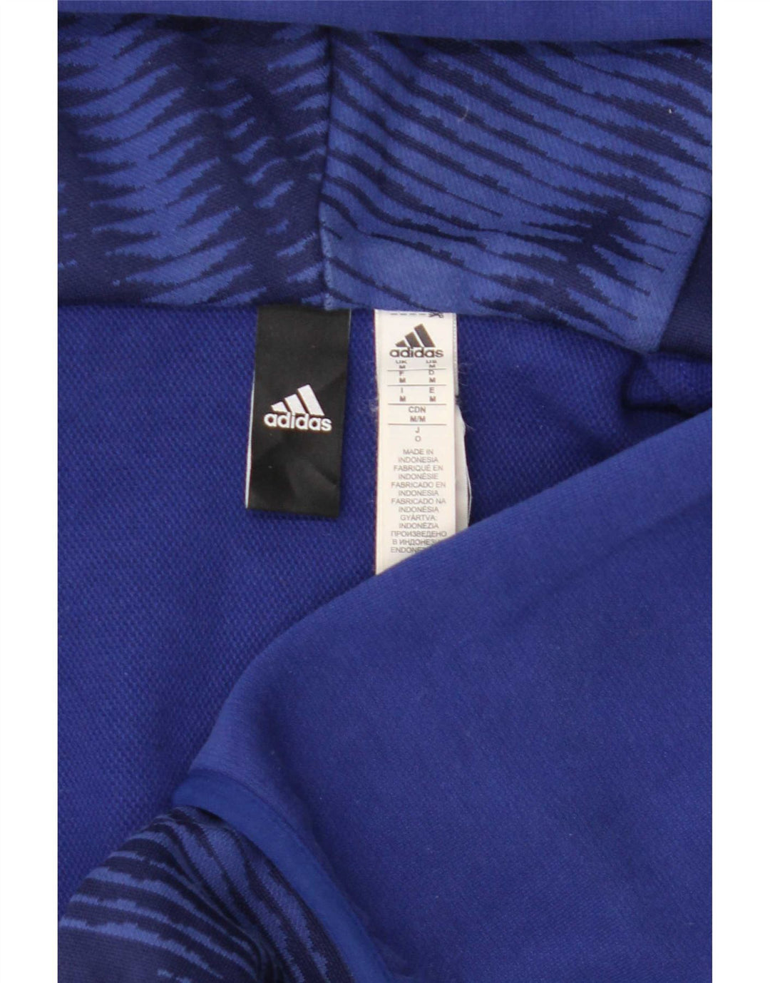 Maglione con cappuccio e zip da uomo Adidas in cotone blu medio
