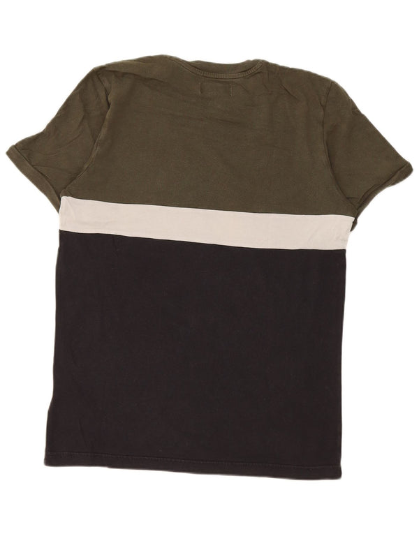 T-shirt da uomo Adidas Top Small verde in cotone color block