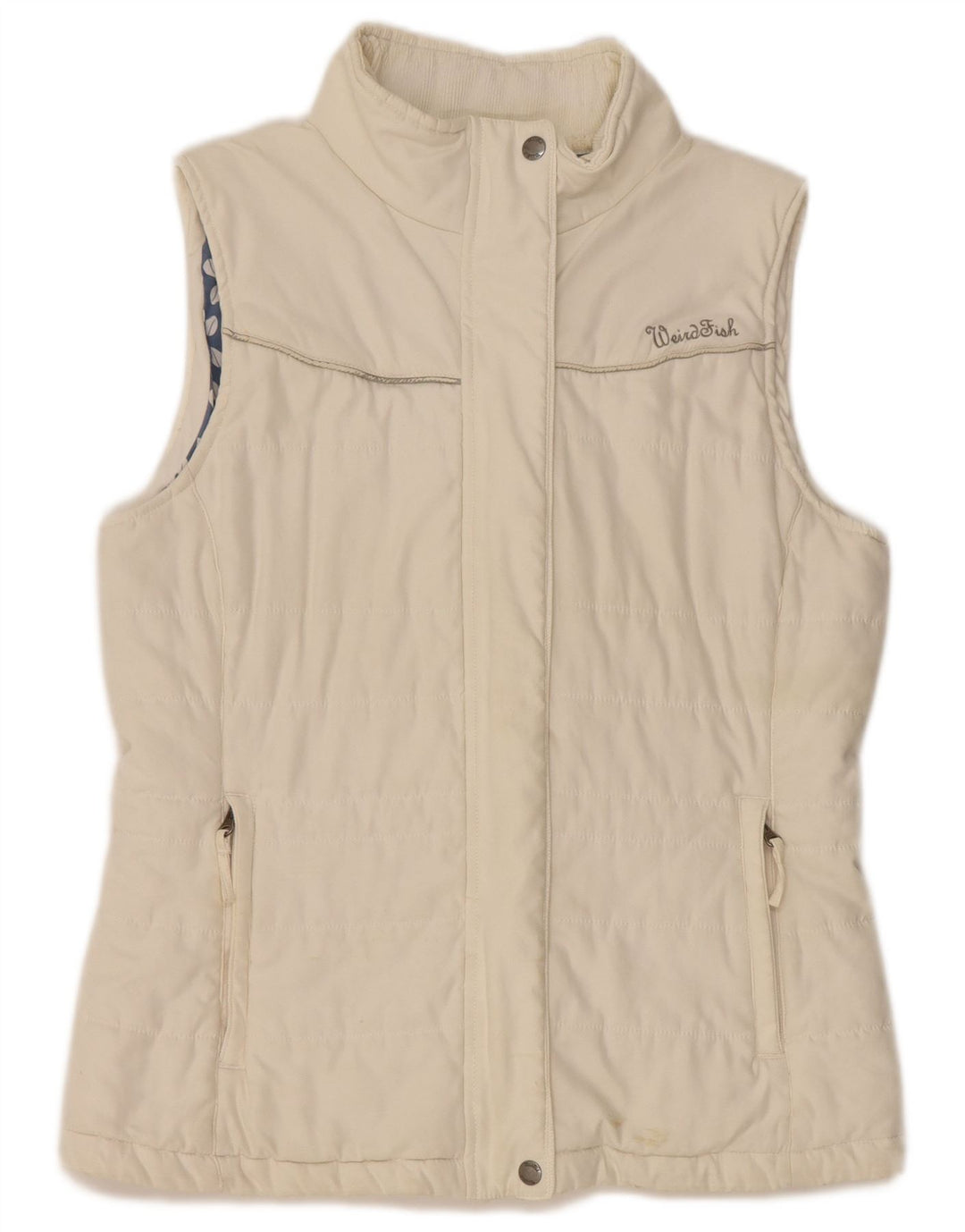 WEIRD FISH Gilet imbottito da donna UK 14 Large Poliestere bianco