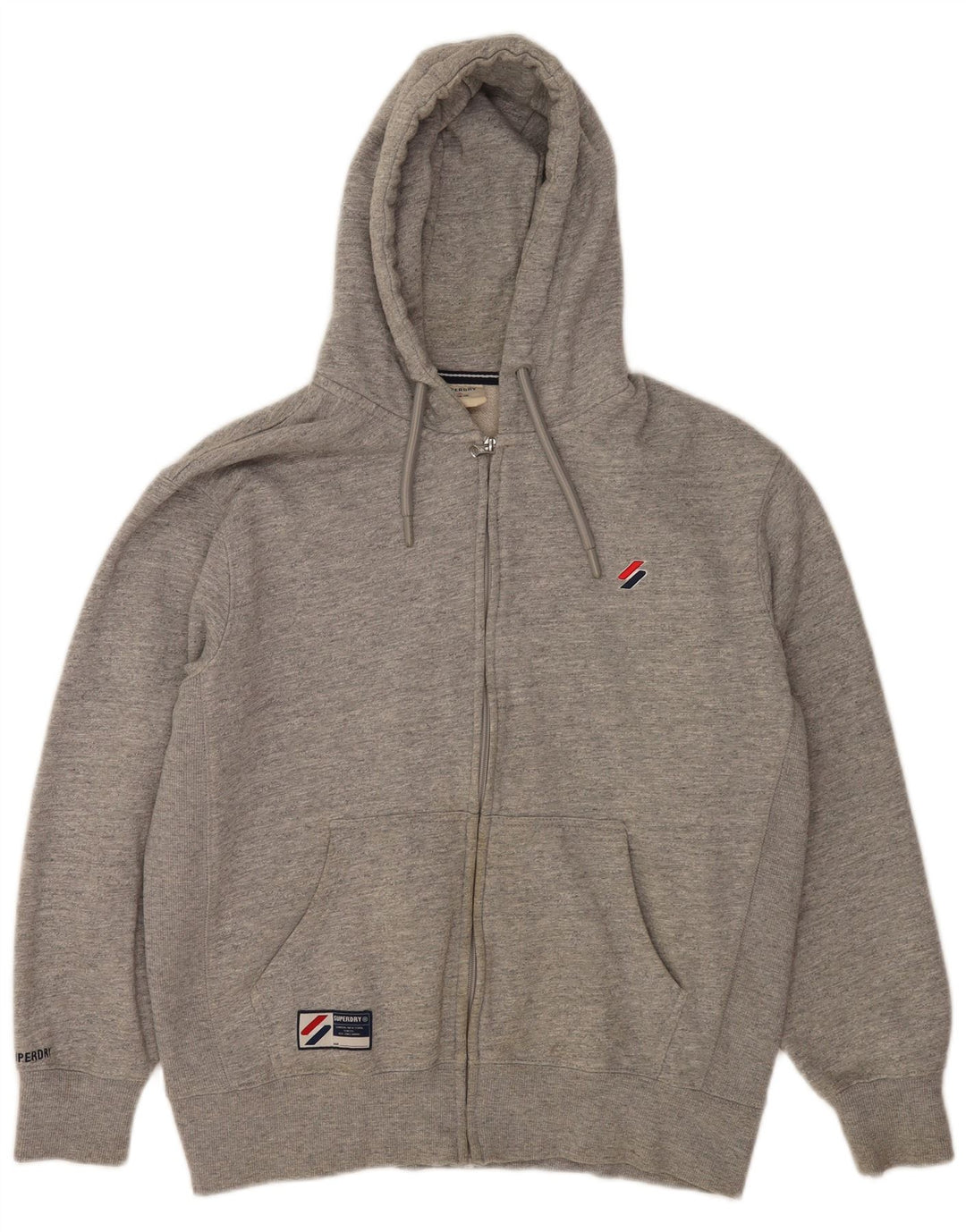 Felpa con cappuccio e zip da uomo Superdry XL in cotone grigio