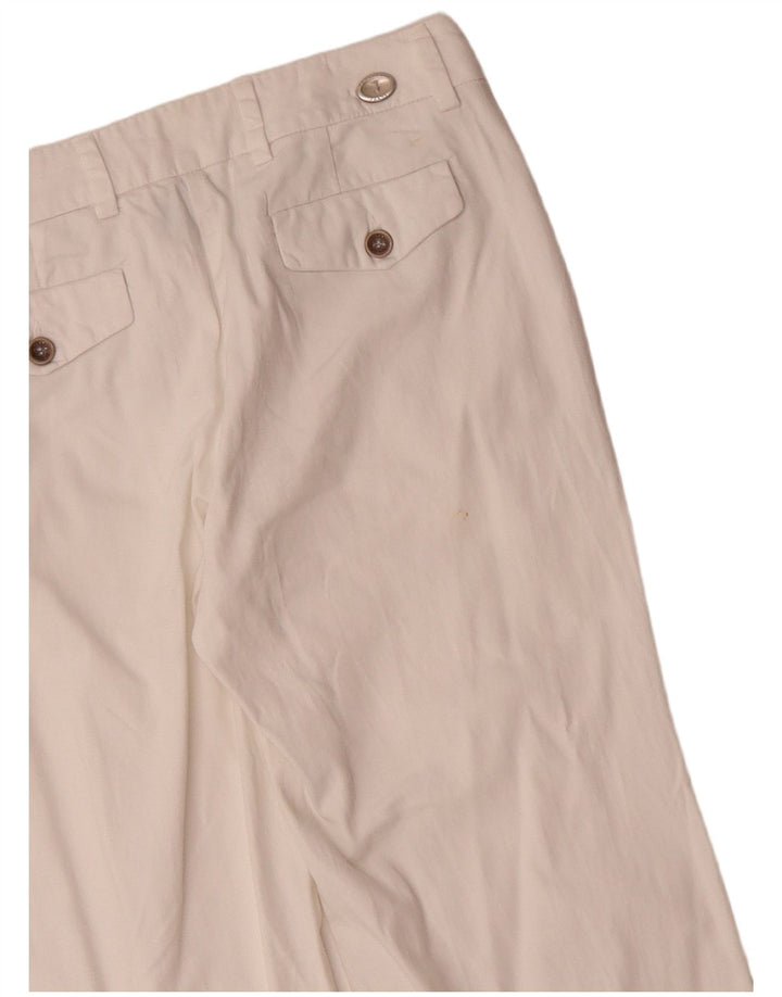 TRUSSARDI Womens Bootcut Casual Trousers IT 42 Medium W30 L30 White Cotton