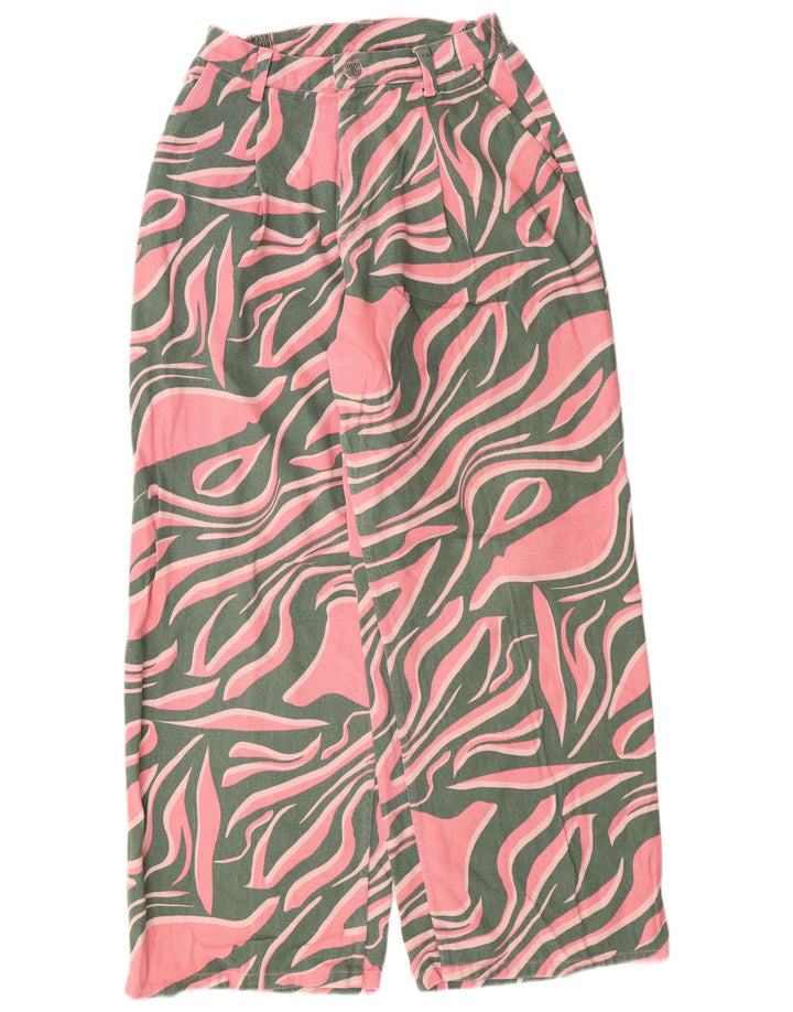 Jeans larghi da donna a vita alta Lucy & Yak W28 L29 cotone rosa con stampa animalier