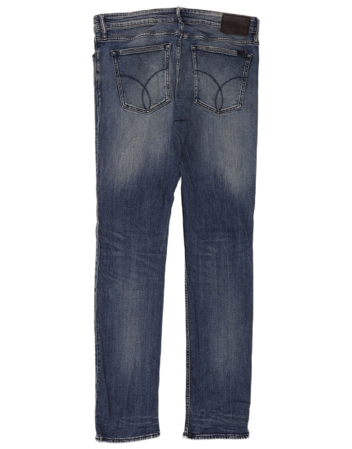 Jeans slim da uomo Calvin Klein W34 L34 cotone blu