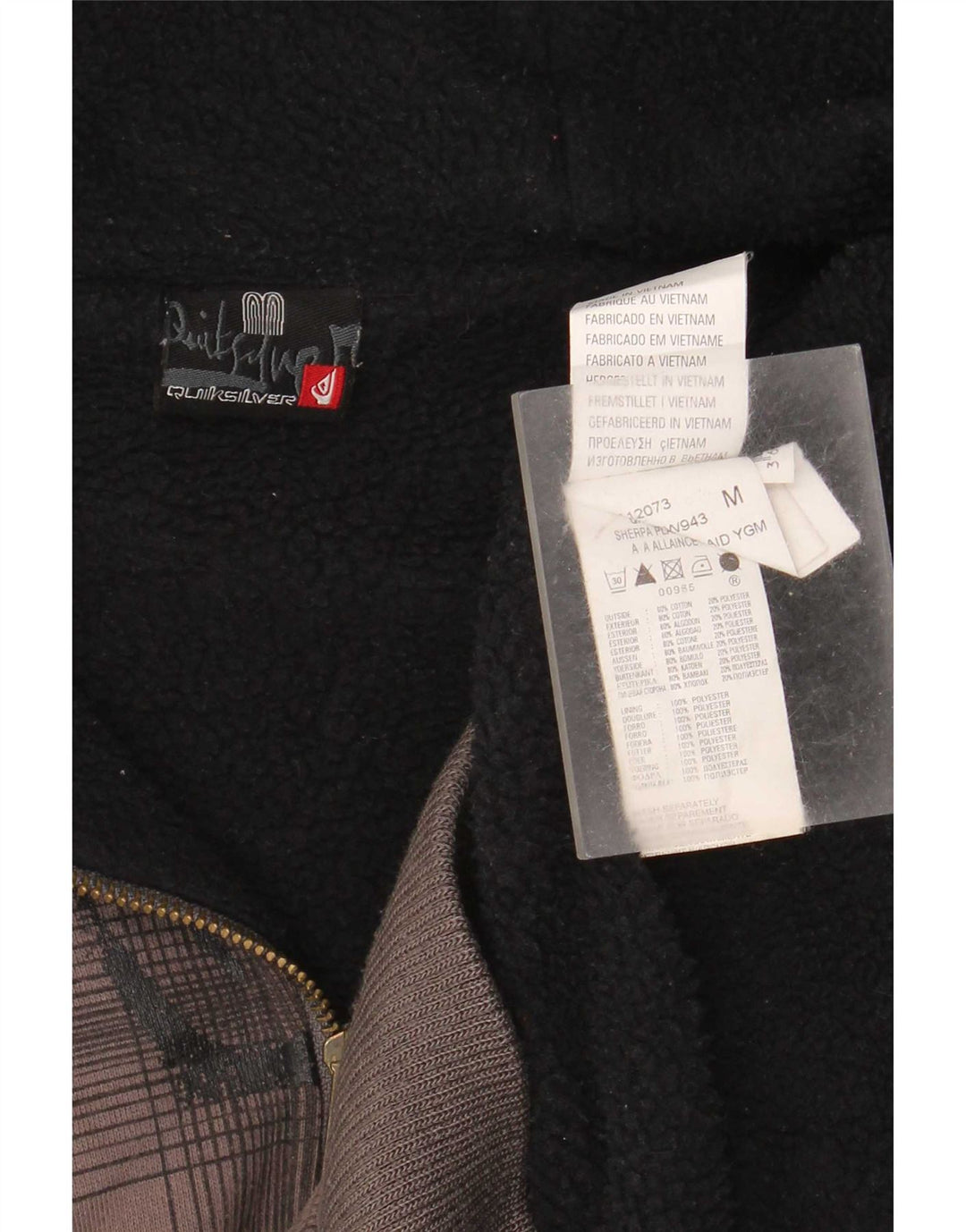 Maglione con cappuccio e zip grafica da uomo Quiksilver in cotone a quadri grigio medio