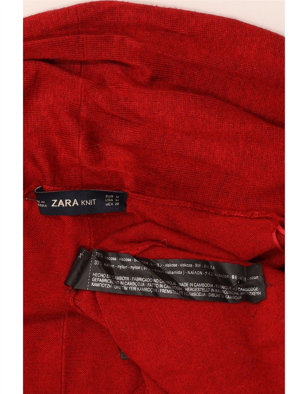 Maglione cardigan aperto da donna Zara UK 12 Viscosa bordeaux medio