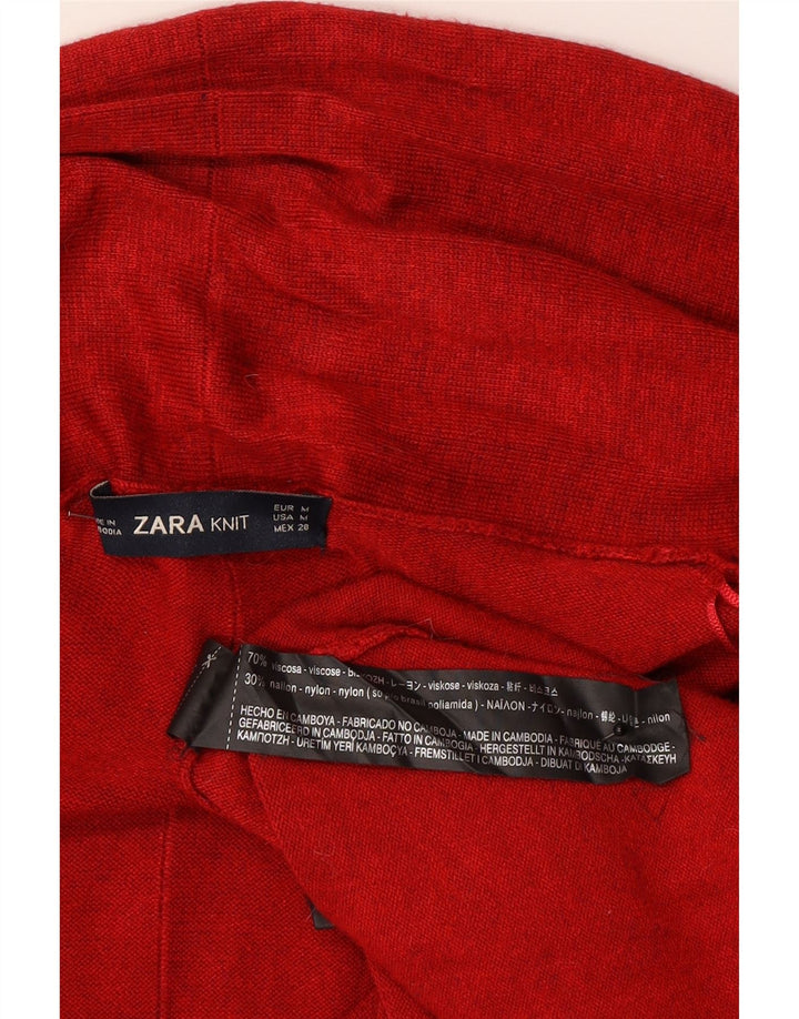Maglione cardigan aperto da donna Zara UK 12 Viscosa bordeaux medio