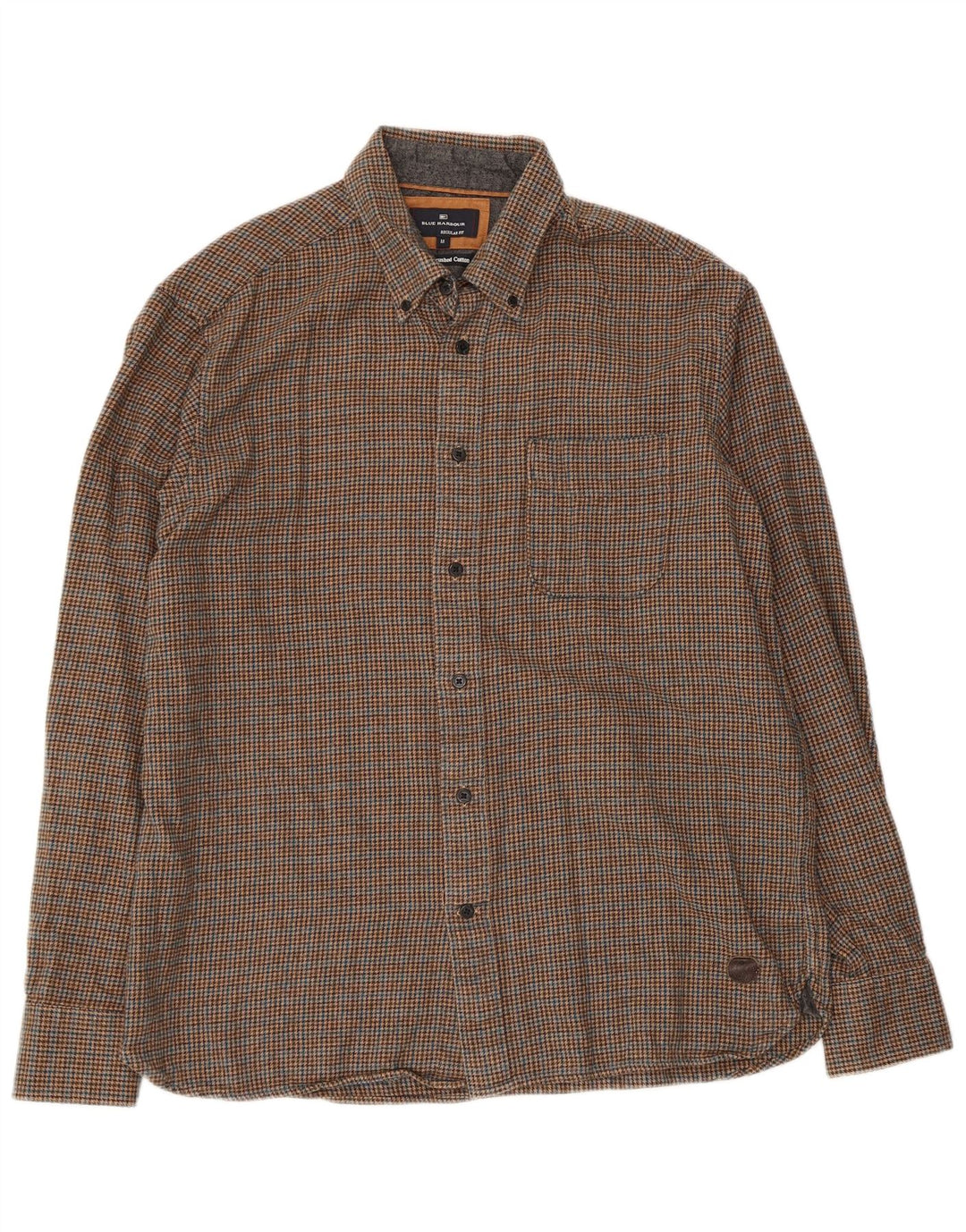 Camicia da uomo in flanella Marks & Spencer blu porto pied de poule marrone medio