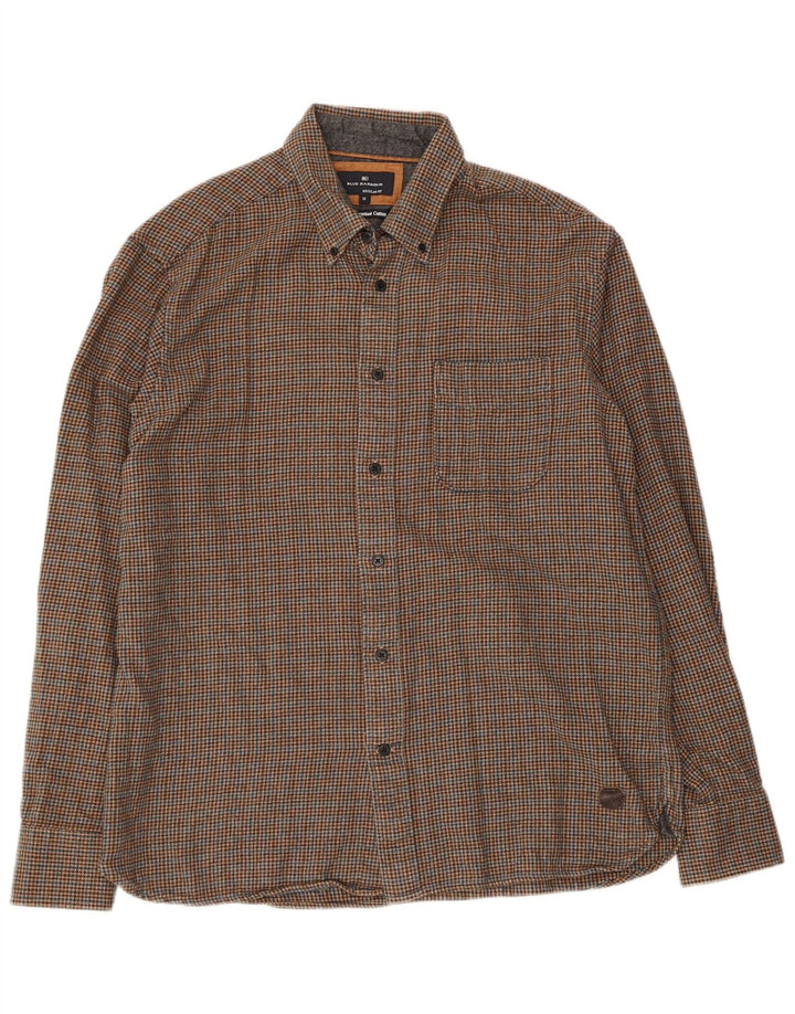 Camicia da uomo in flanella Marks & Spencer blu porto pied de poule marrone medio